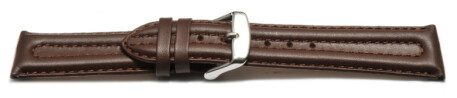 Uhrenarmband - echt Leder - doppelte Wulst - glatt - dunkelbraun 22mm Schwarz