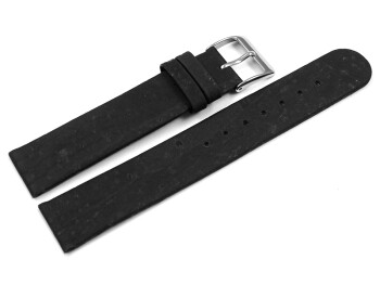 Veganes Uhrenarmband aus Kork schwarz 18mm Schwarz