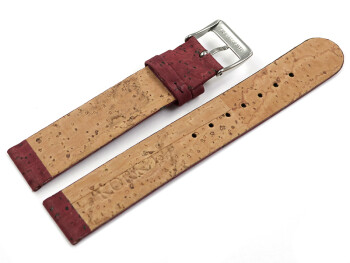 Veganes Uhrenarmband aus Kork bordeaux 22mm Schwarz