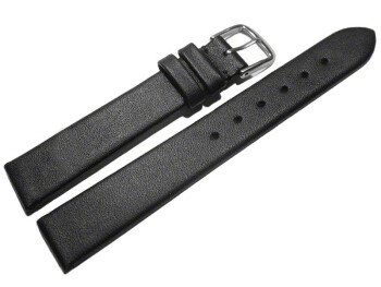 Uhrenarmband Leder Business schwarz 8mm Schwarz