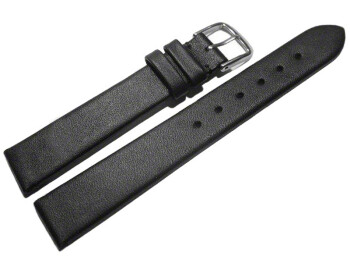 Uhrenarmband Leder Business schwarz 20mm Schwarz