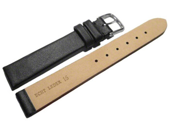 Uhrenarmband Leder Business schwarz XL 12mm Schwarz