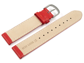 Uhrenarmband rot glattes Leder leicht gepolstert 8mm Schwarz