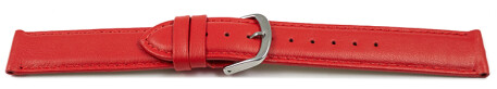 Uhrenarmband rot glattes Leder leicht gepolstert 12mm Schwarz