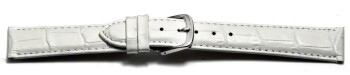 Uhrenarmband - echt Leder - Kroko Prägung - weiß - 12mm Schwarz