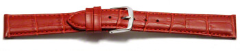 Uhrenarmband - echt Leder - Kroko Prägung - rot - 10mm Schwarz