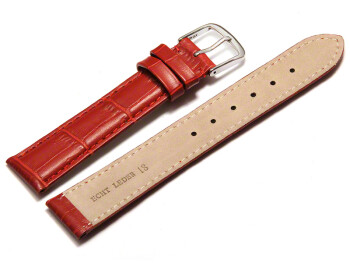 Uhrenarmband - echt Leder - Kroko Prägung - rot - 18mm Schwarz