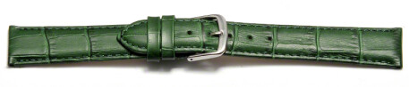 Uhrenarmband - echt Leder - Kroko Prägung - grün -  20mm Schwarz