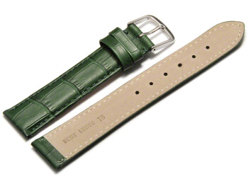 Uhrenarmband - echt Leder - Kroko Prägung - grün -  20mm Schwarz