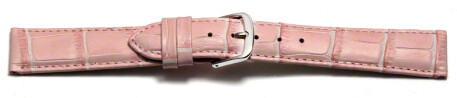 Uhrenarmband - echt Leder - Kroko Prägung - rosa - 22mm Schwarz