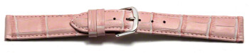 Uhrenarmband - echt Leder - Kroko Prägung - rosa - 22mm Schwarz