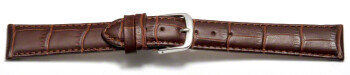 Uhrenarmband - echt Leder - Kroko Prägung - dunkelbraun - 14mm Schwarz