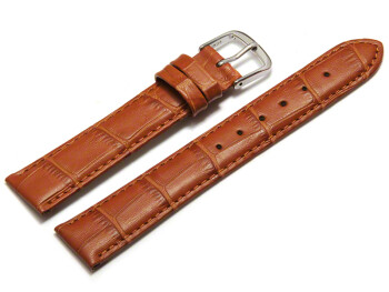 Uhrenarmband - echt Leder - Kroko Prägung - hellbraun - 14mm Schwarz