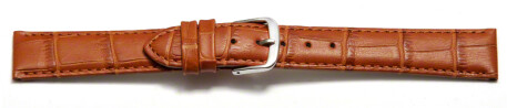 Uhrenarmband - echt Leder - Kroko Prägung - hellbraun - 20mm Schwarz