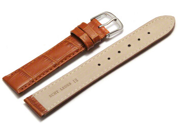 Uhrenarmband - echt Leder - Kroko Prägung - hellbraun - 20mm Schwarz