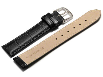 Uhrenarmband - echt Leder - Kroko Prägung - schwarz - 8mm Schwarz