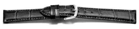 Uhrenarmband - echt Leder - Kroko Prägung - schwarz - 20mm Schwarz