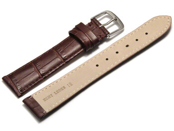 Uhrenarmband - echt Leder - Kroko Prägung - bordeaux - 8mm Schwarz