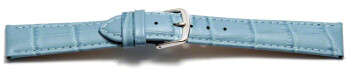 Uhrenarmband - echt Leder - Kroko Prägung - hellblau - 16mm Schwarz