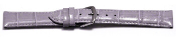 Uhrenarmband - echt Leder - Kroko Prägung - Flieder - 18mm Schwarz