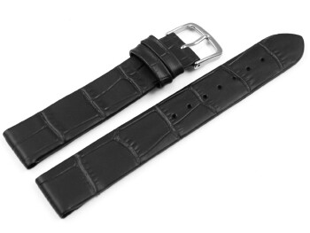 Uhrenarmband für feste Stege - Kroko Prägung - schwarz - 12mm Schwarz