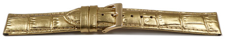 Uhrenarmband gepolstert Kroko Prägung Gold 18mm Schwarz