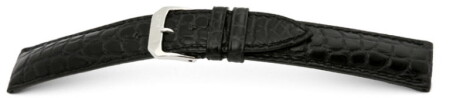 Uhrenarmband - echt Alligator - art manuel - schwarz 18mm Schwarz