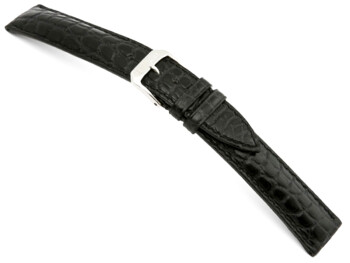 Uhrenarmband - echt Alligator - art manuel - schwarz 18mm Schwarz