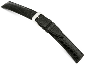 Uhrenarmband - echt Alligator - art manuel - schwarz 19mm Schwarz