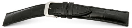 Uhrenarmband - echt Louisiana Kroko - matt - schwarz 18mm Schwarz