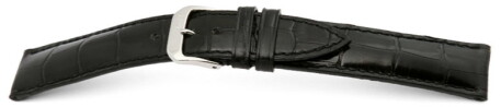Uhrenarmband - echt Louisiana Kroko - matt - schwarz 22mm Schwarz
