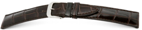 Uhrenarmband - echt Louisiana Kroko - matt - dunkelbraun 18mm Schwarz