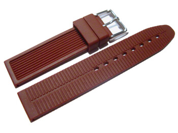 Uhrenarmband Silikon Rillen Bordeaux 20mm Schwarz