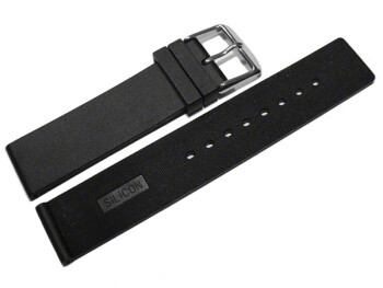 Uhrenband Silikon Glatt schwarz 16mm Schwarz