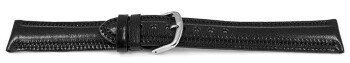 Schnellwechsel Uhrenarmband leicht glänzendes Leder schwarz mit Zickzack Naht 22mm Schwarz