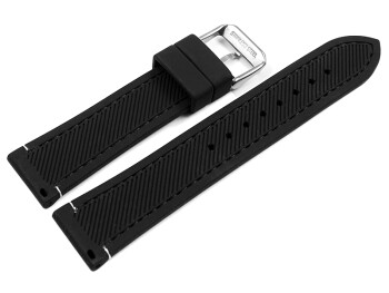 Uhrenarmband schwarz weiße Naht aus Silikon 22mm Stahl