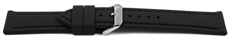 Uhrenarmband schwarz mit schwarzer Naht aus Silikon 18mm Stahl