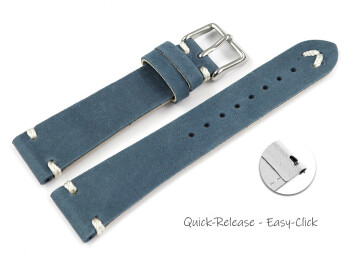 Schnellwechsel Uhrenarmband dunkelblau Leder Modell Fresh 20mm Schwarz