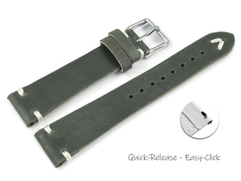 Schnellwechsel Uhrenarmband dunkelgrau Leder Modell Fresh 22mm Schwarz