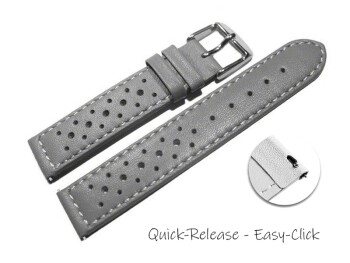 Schnellwechsel Uhrenarmband Leder Style grau 22mm Schwarz