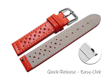 Schnellwechsel Uhrenarmband Leder Style rot 20mm Schwarz