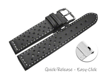Schnellwechsel Uhrenarmband Leder Style schwarz 20mm Schwarz