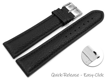 Schnellwechsel Uhrenband echtes Leder gepolstert genarbt schwarz 22mm Schwarz