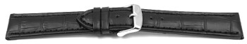 Schnellwechsel Uhrenarmband gepolstert Kroko Prägung Leder schwarz TiT 18mm Schwarz