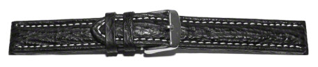 Schnellwechsel Uhrenarmband gepolstert echt Hai schwarz 20mm Schwarz