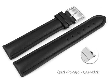 XL Schnellwechsel Uhrenarmband Leder Glatt schwarz TiT 22mm Schwarz