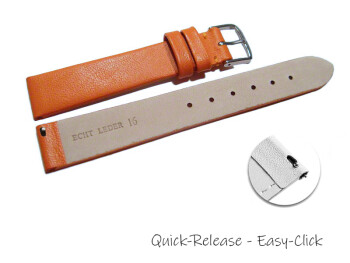 Schnellwechsel Uhrenarmband Leder Business orange 18mm Schwarz