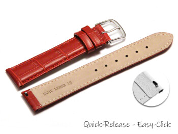 Schnellwechsel Uhrenarmband - echt Leder - Kroko Prägung - rot - 14mm Schwarz