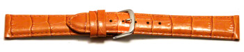 Schnellwechsel Uhrenarmband - echt Leder - Kroko Prägung - orange - 16mm Schwarz