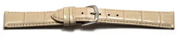 Schnellwechsel Uhrenarmband - echt Leder - Kroko Prägung - creme - 16mm Schwarz